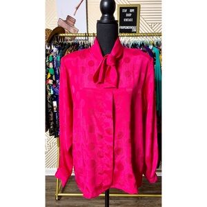 Yves St. Clair Pink Polka Long Sleeve Top